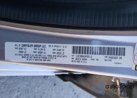 2013 Chrysler 200 Touring z USA, uszkodzony, nr VIN 1C3CCBBB4DN765112